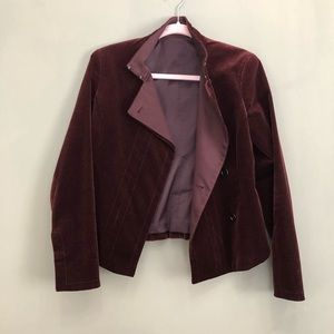 Theory Wine Burgundy Velvet Blazer Jacket